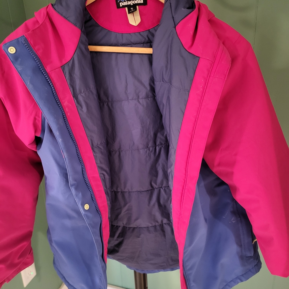 Patagonia Pink and Blue Winter Jacket, XL/14
